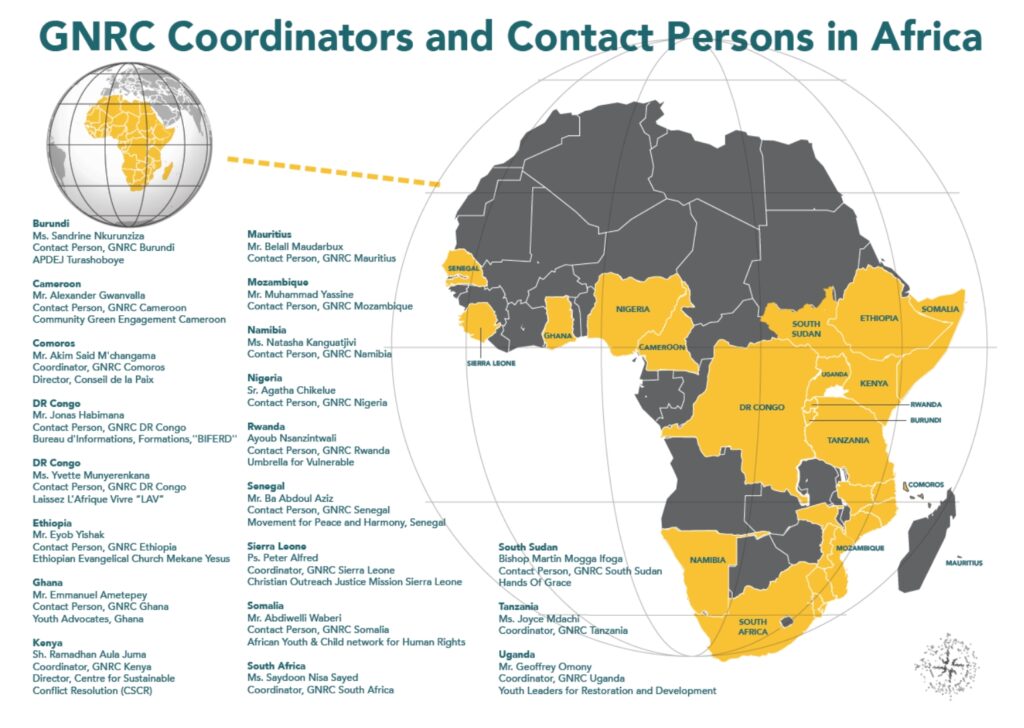 GNRC Coordinators and contact persons in africa.