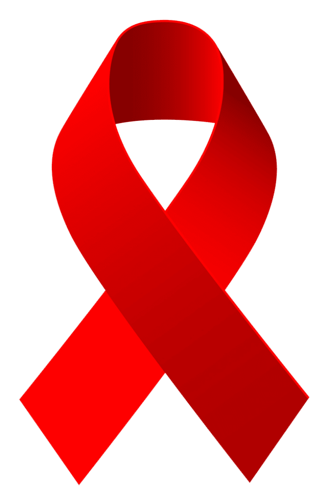 red cancer support ribbon.